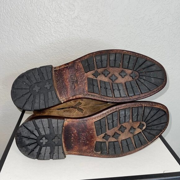 Frye Bowery Brown Leather Ankle Combat Boots Side Zip Lace up Men's Size 12 D - Picture 11 of 12